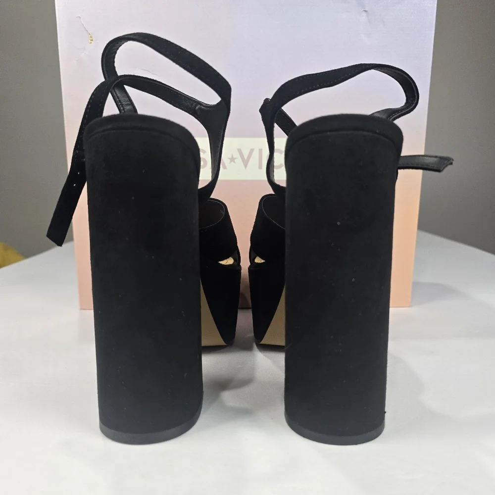 Black Platform Block Heel Sandals - Women